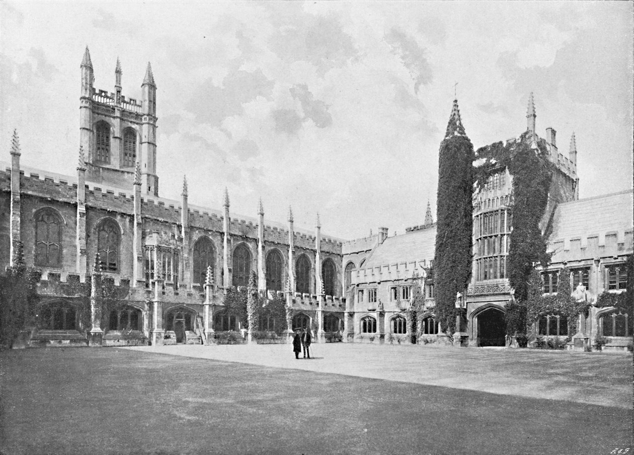 Magdalen College-Cloister ve Bell and Founders Towers, c1896 by Unbekannt