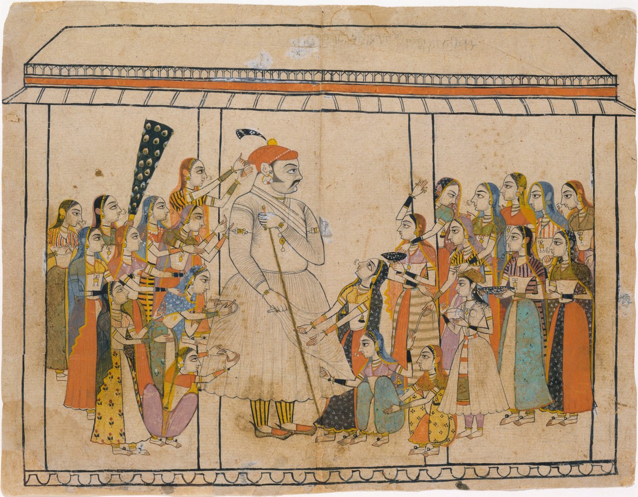 Maharaja Raj Singh Hanımları Tarafından Seviliyor, ca. 1710-20. by Unbekannt