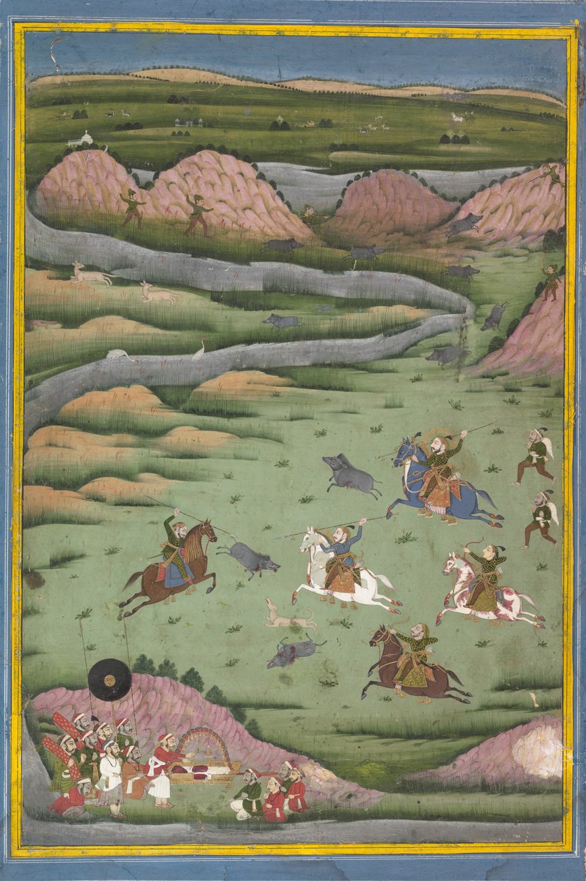 Maharana Amar Singh II veya Sangram Singh Yaban Domuzu Avı, 19. yüzyıl. by Unbekannt