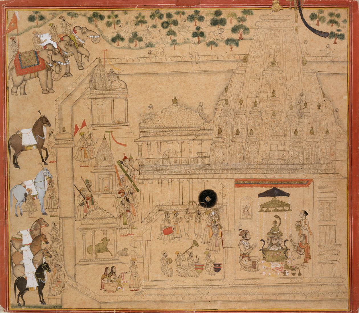 Eklingji tapınağında Mewar Maharana Amar Singh, c1705 by Unbekannt