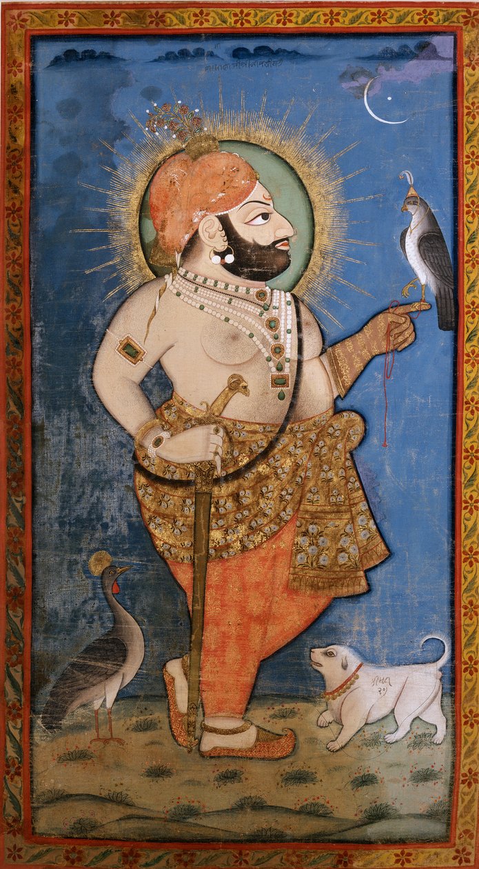 Bir şahinle Maharana Bhim Singh, 1805-1810 by Unbekannt