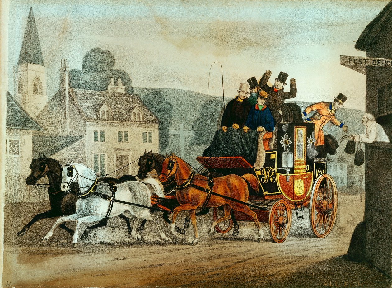Bath to London koşusunda posta koçu, c1840 by Unbekannt