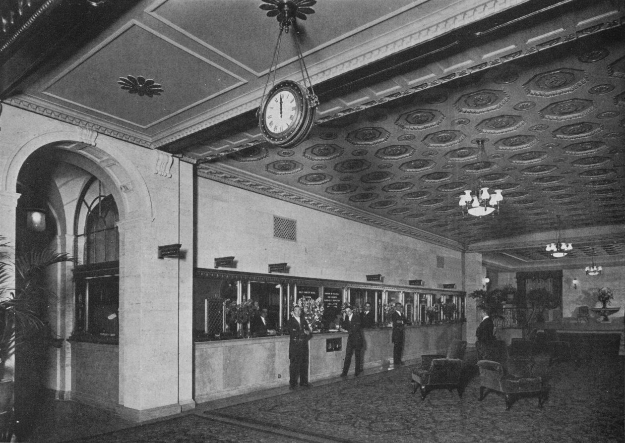 Giriş lobisine bitişik ana ofis, Roosevelt Hotel, New York, 1924 by Unbekannt