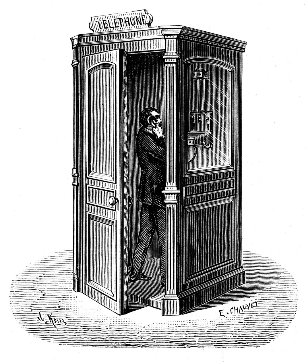 Bir telefon kulübesinden arama yapma, 1888 by Unbekannt