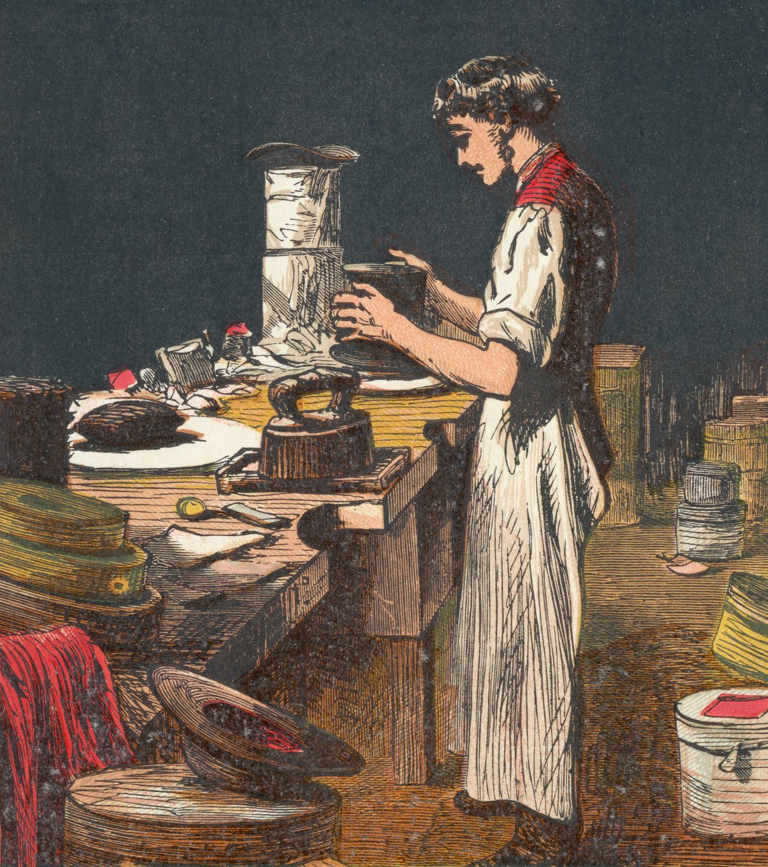 İpek şapka yapımı, 1867 by Unbekannt