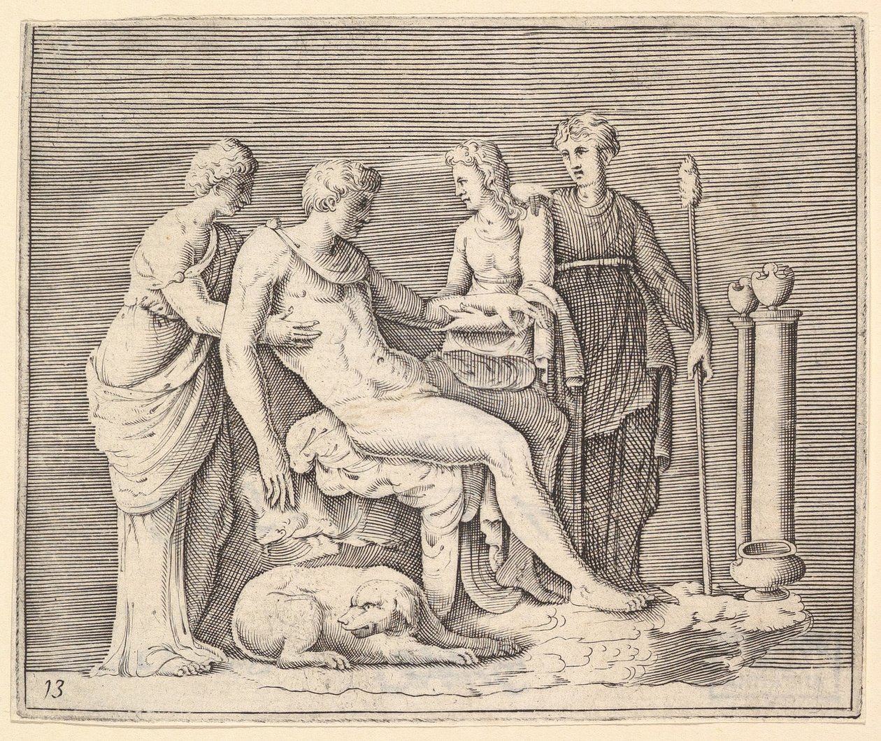 Üç Kadının Katıldığı Adam, yayınlanmış ca. 1599-1622. by Unbekannt