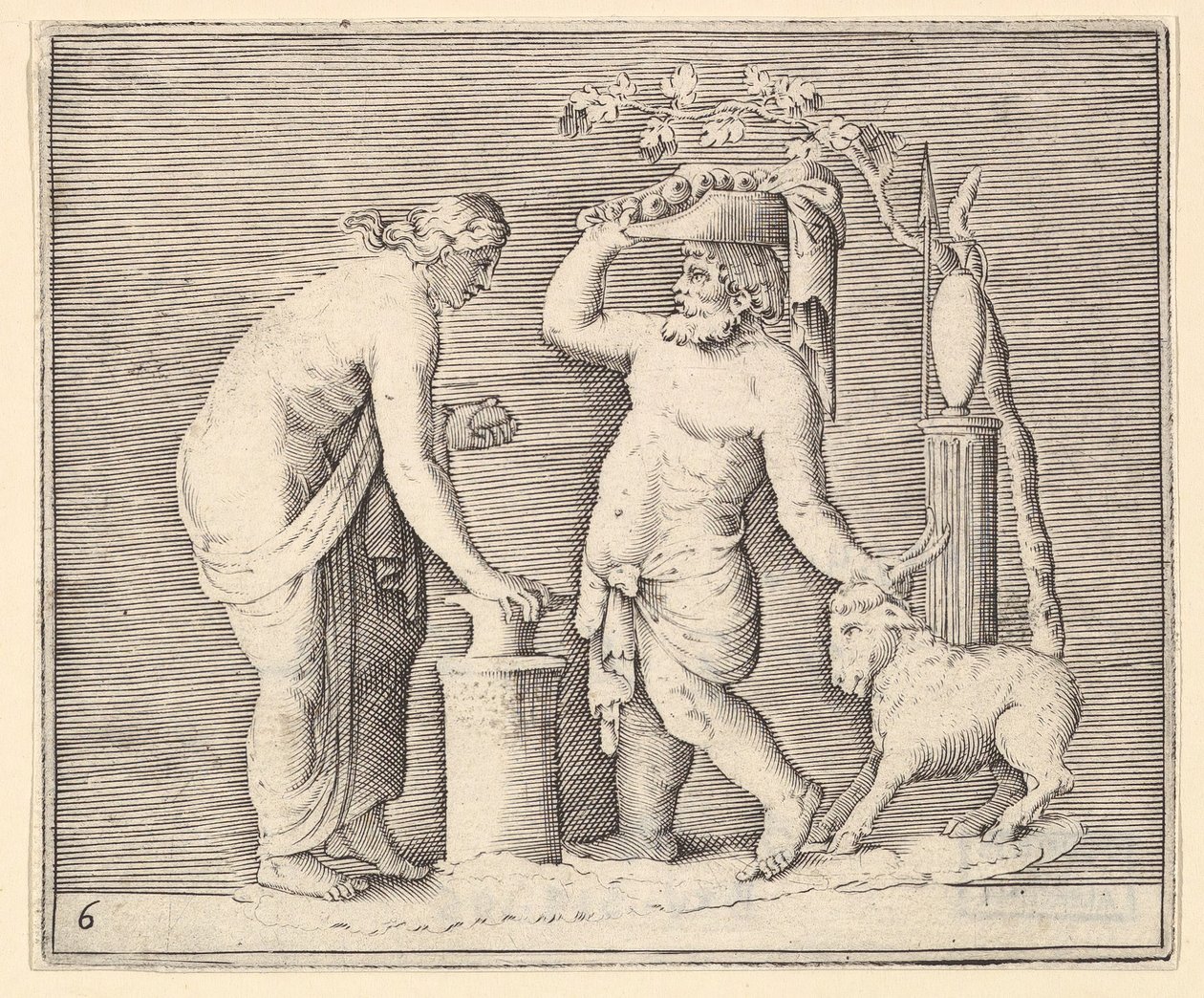 Bir Keçi Kurban Eden Kadın ve Erkek, yayınlanmış ca. 1599-1622. by Unbekannt