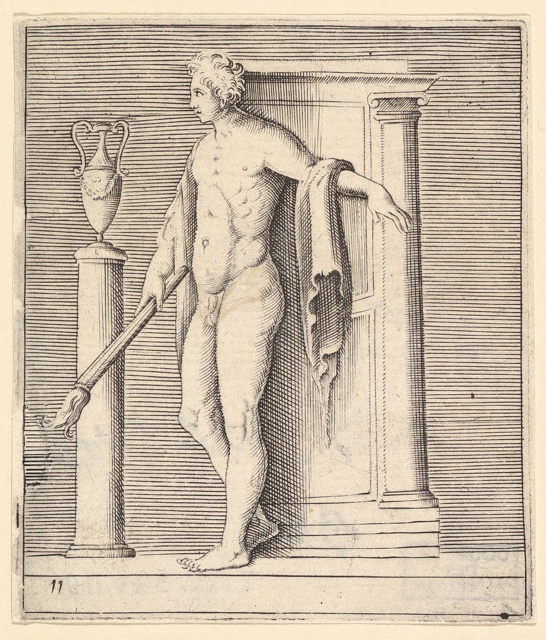 Tapınak Kapısında Meşaleli Adam, yayınlanmış ca. 1599-1622. by Unbekannt