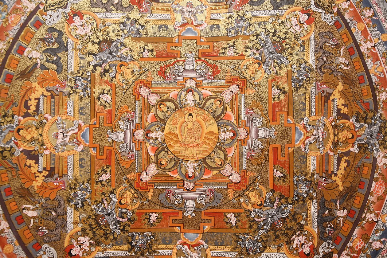 Mandala bir thangka üzerinde, Bhaktapur, Nepal by Unbekannt