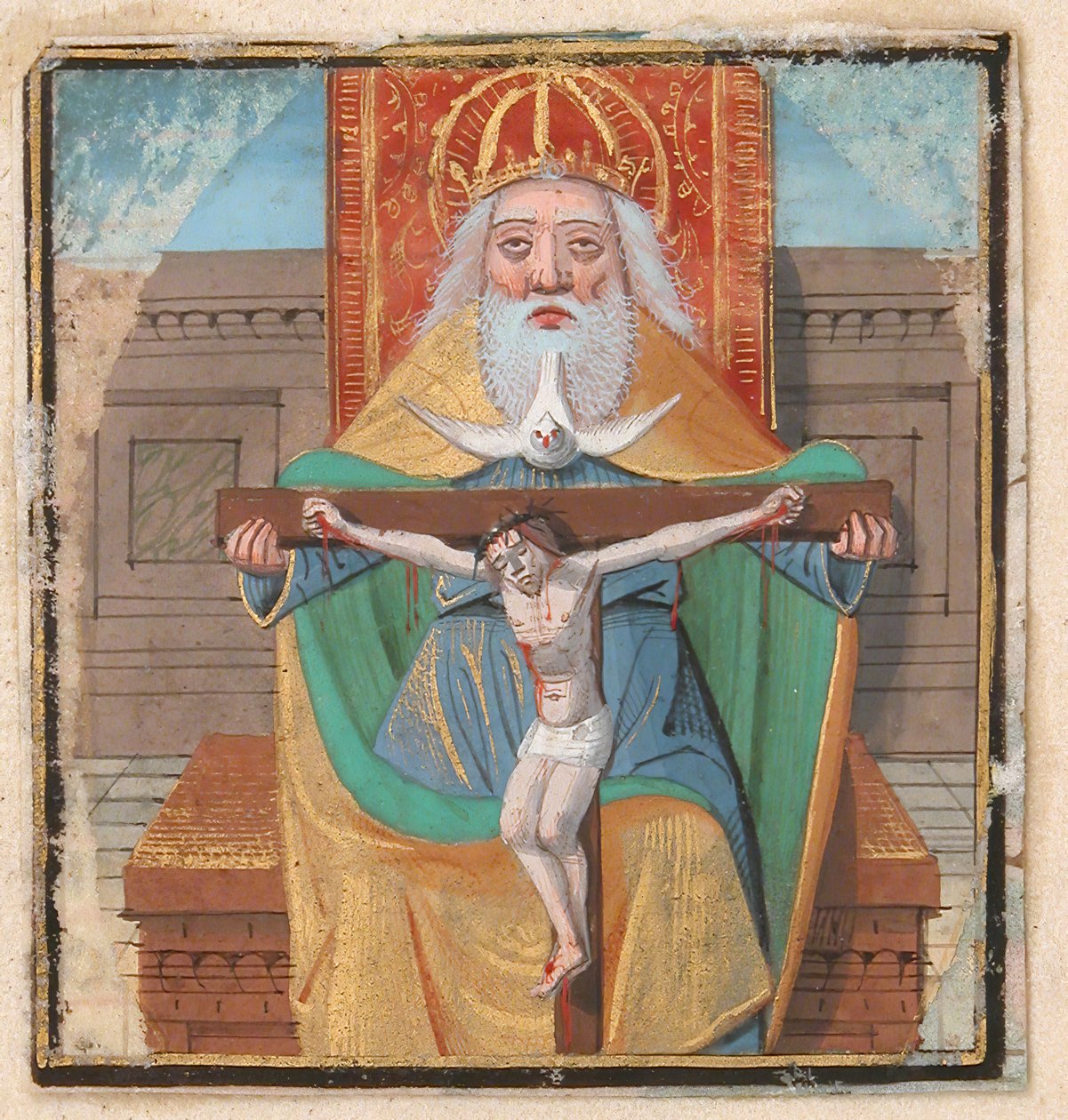 15. yüzyılın sonlarında bir Saatler Kitabından Trinity ile El Yazması Aydınlatma. by Unbekannt