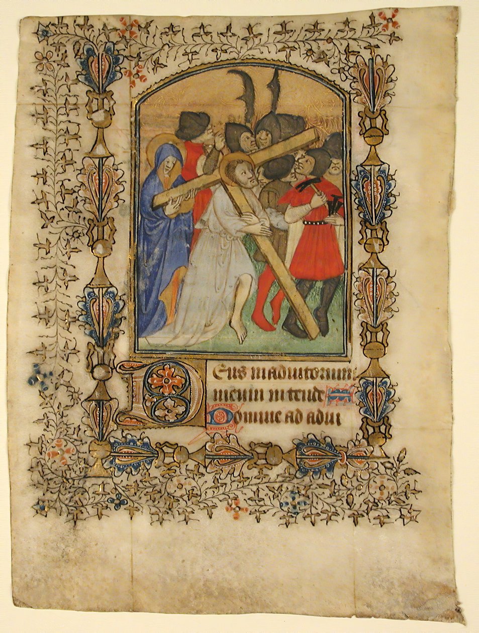 Saatler Kitabından El Yazması Yaprağı... Işıklı İlk D ve Haçlı İsa, 1390-140 by Unbekannt