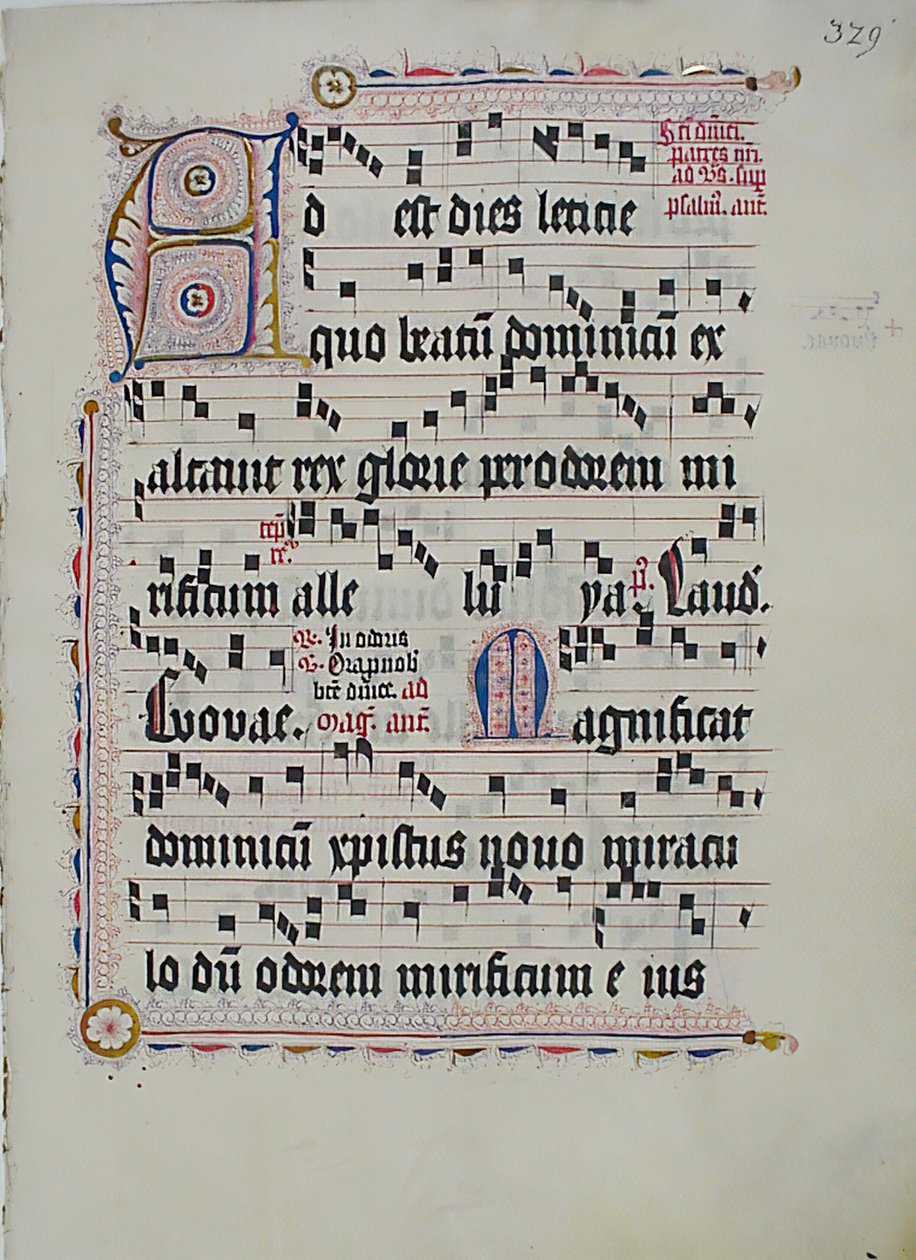 Baş Harfi A ile El Yazması Yaprağı, bir Antiphonary