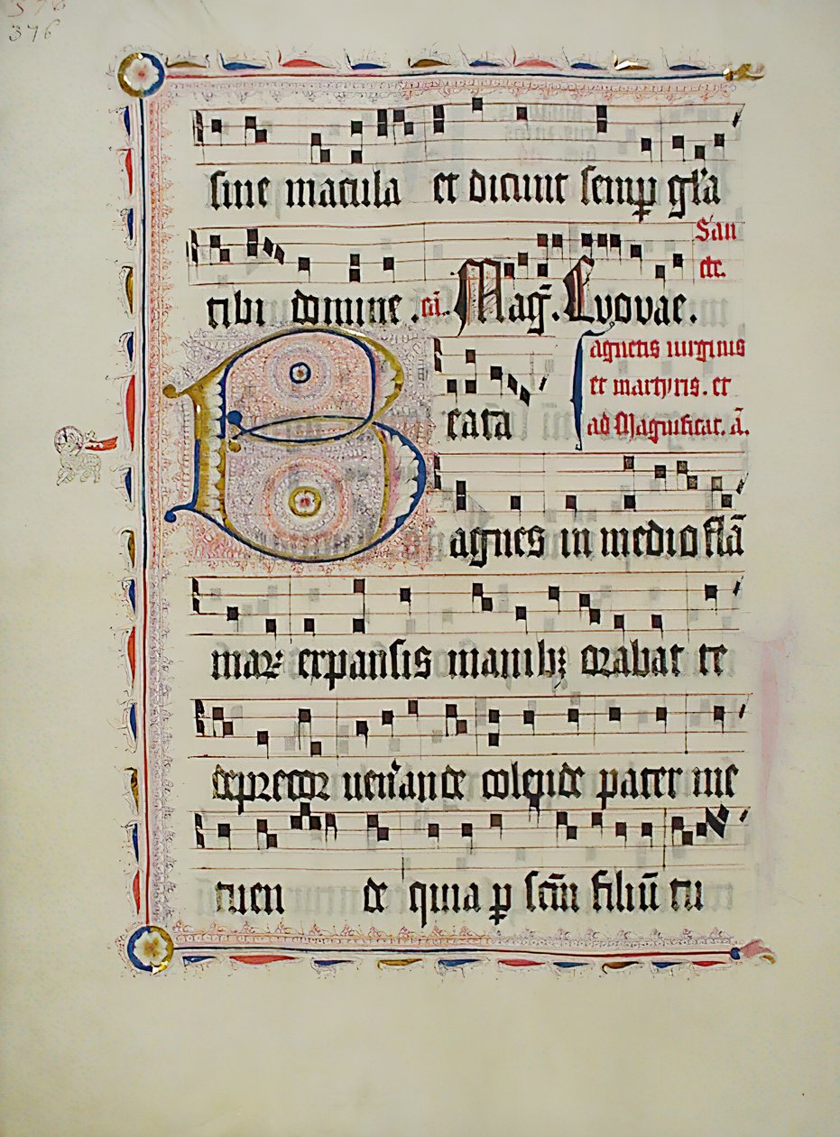 Baş Harfi B ile El Yazması Yaprağı, bir Antiphonary