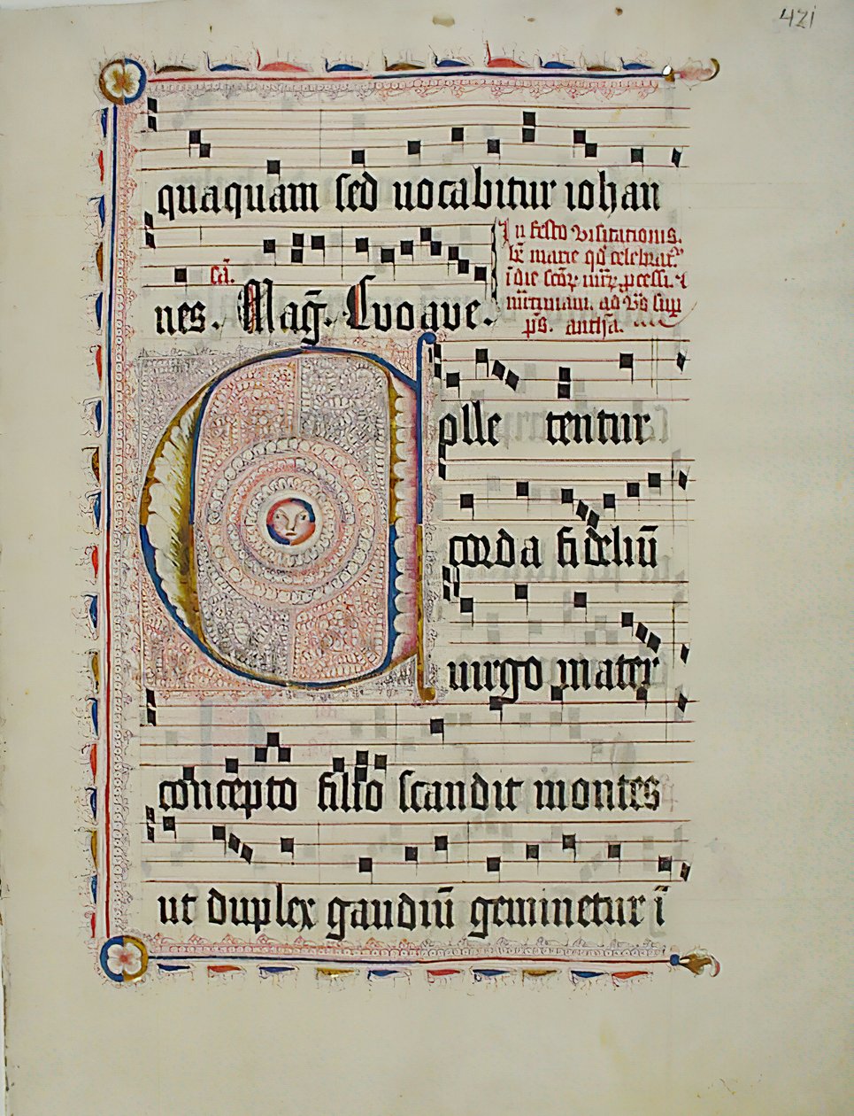 Bir Antiphonary, Almanca, 15. yüzyılın ikinci çeyreğinden Baş Harfi C ile El Yazması Yaprağı. by Unbekannt