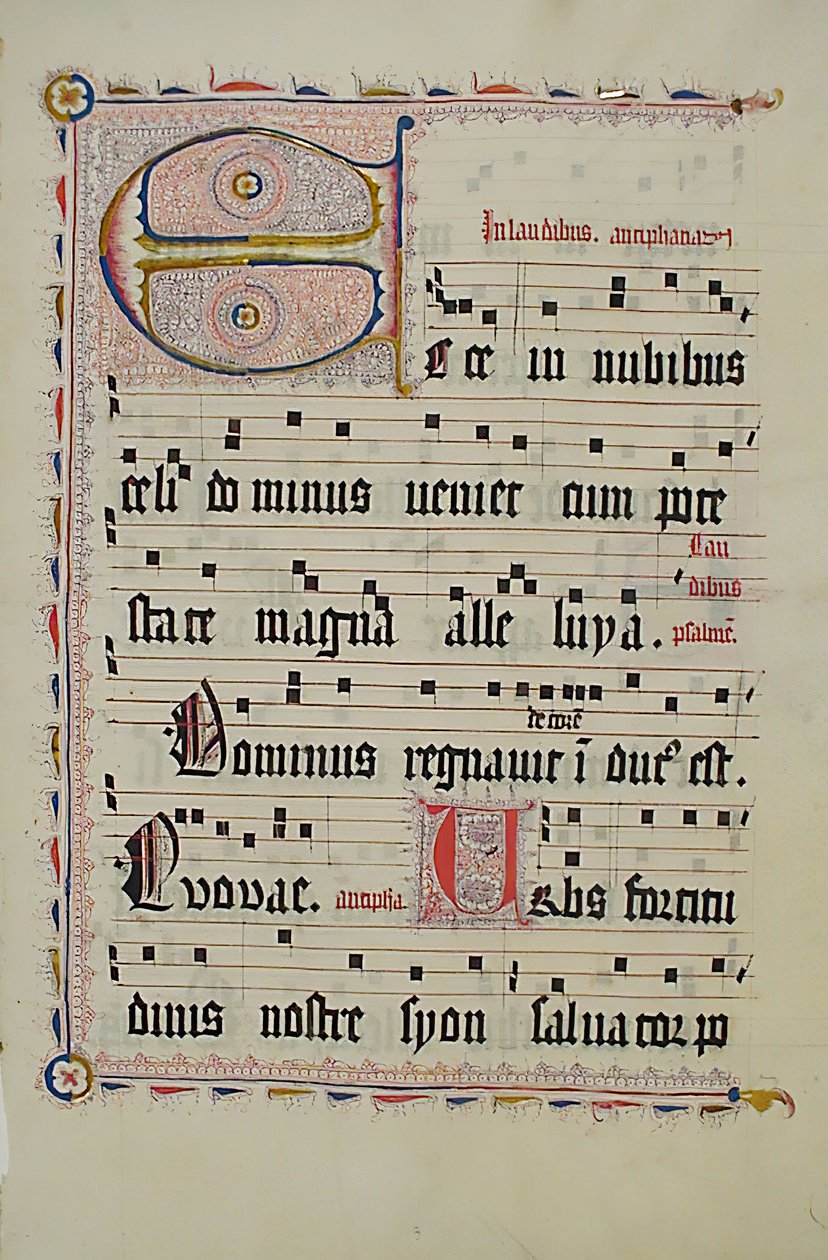 Baş Harfi E ile El Yazması Yaprağı, bir Antiphonary