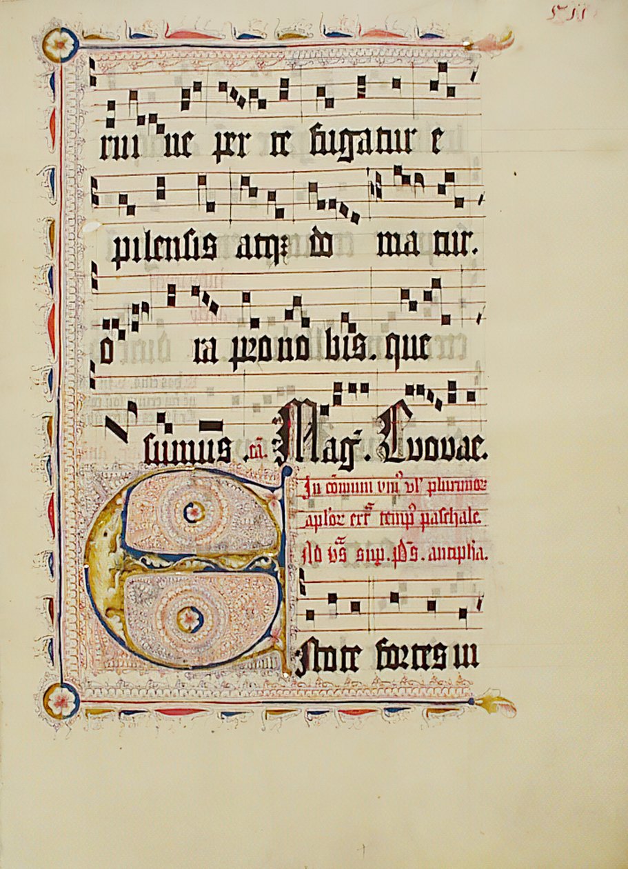Baş Harfi E ile El Yazması Yaprağı, bir Antiphonary
