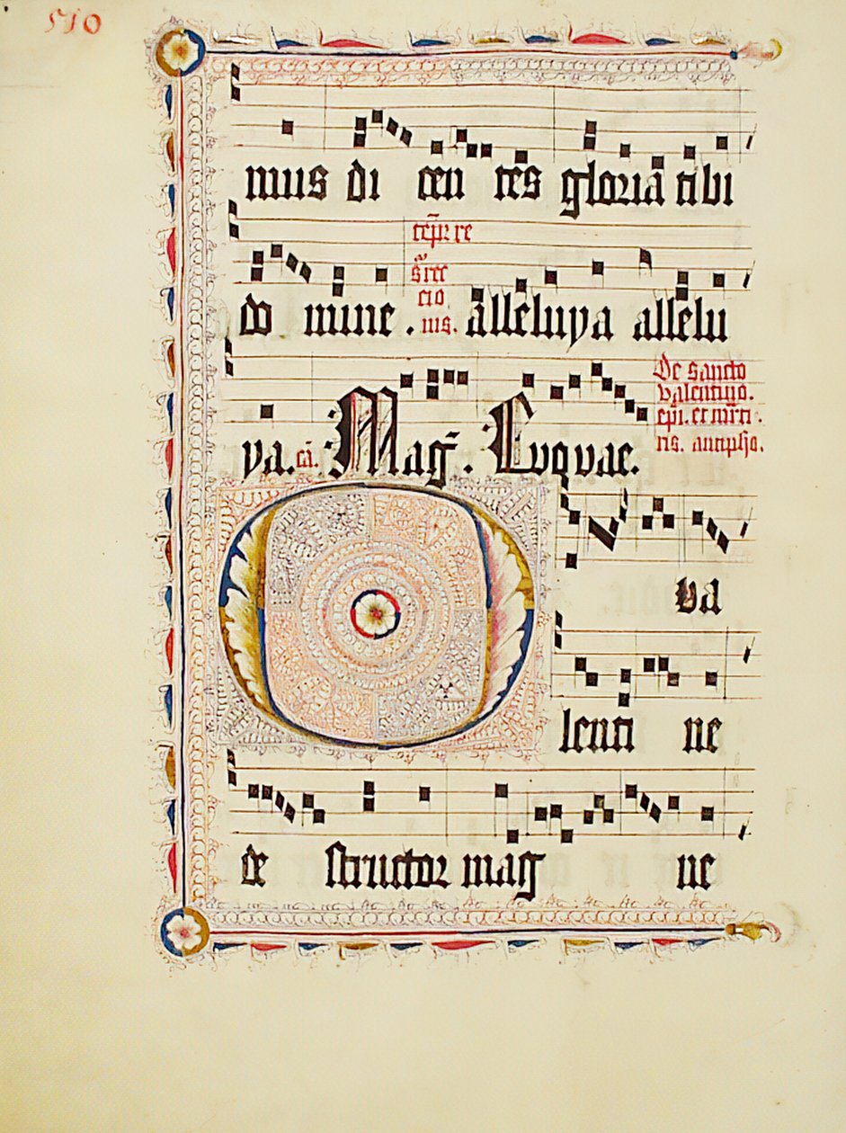 Bir Antiphonary, Almanca, 15. yüzyılın ikinci çeyreğinden Baş Harfi ile El Yazması Yaprağı. by Unbekannt