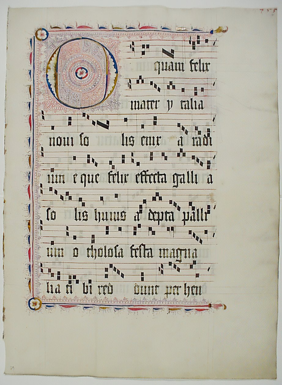 Bir Antiphonary, Almanca, 15. yüzyılın ikinci çeyreğinden Baş Harfi ile El Yazması Yaprağı. by Unbekannt