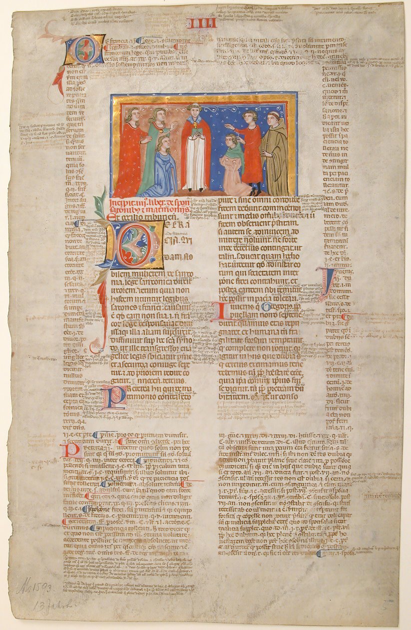 Evlilik Sahnesi ile El Yazması Yaprağı, Gregory IX Decretals