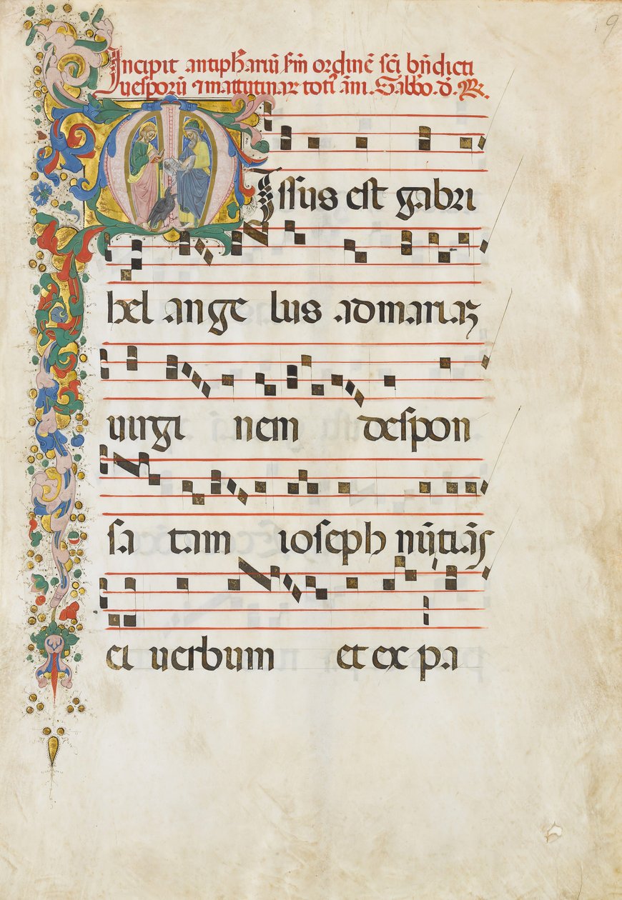 Evangelist Aziz Yahya ve Vaftizci Yahya ile El Yazması Yaprağı..., MS 2. yarı 15. by Unbekannt