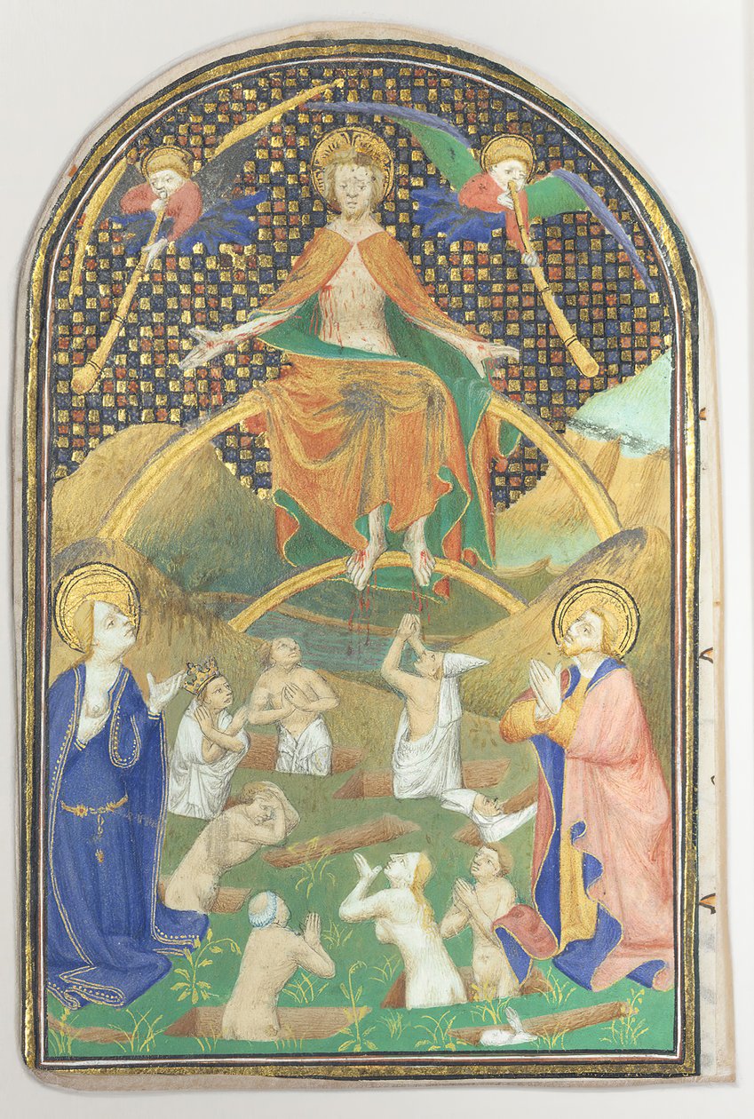 Bir Saatler Kitabından Son Yargı ile El Yazması Yaprağı, yakl. 1400. by Unbekannt