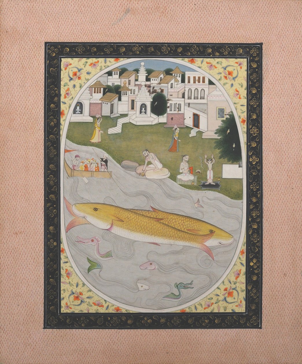 İki Balığı Betimleyen Hindu Tantrik Sahneli El Yazması Boyama, 1800-1820. by Unbekannt