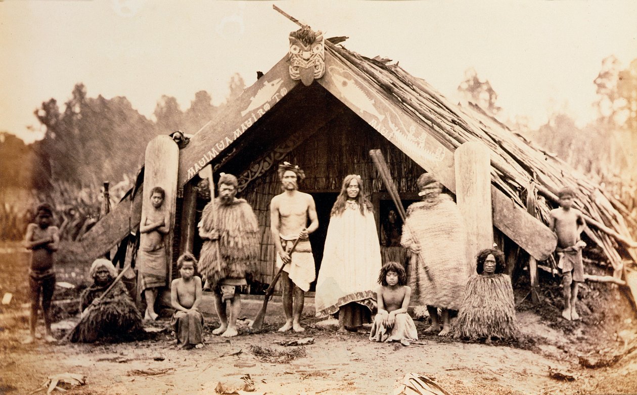Maori ailesi, Yeni Zelanda, c1880
