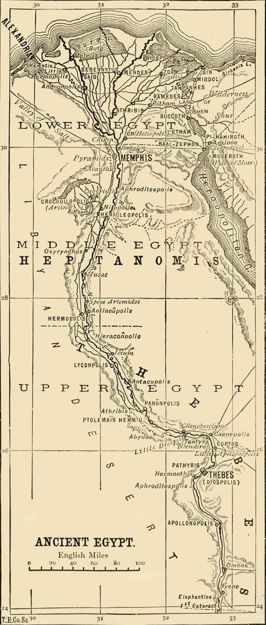 Eski Mısır Haritası, 1890. by Unbekannt