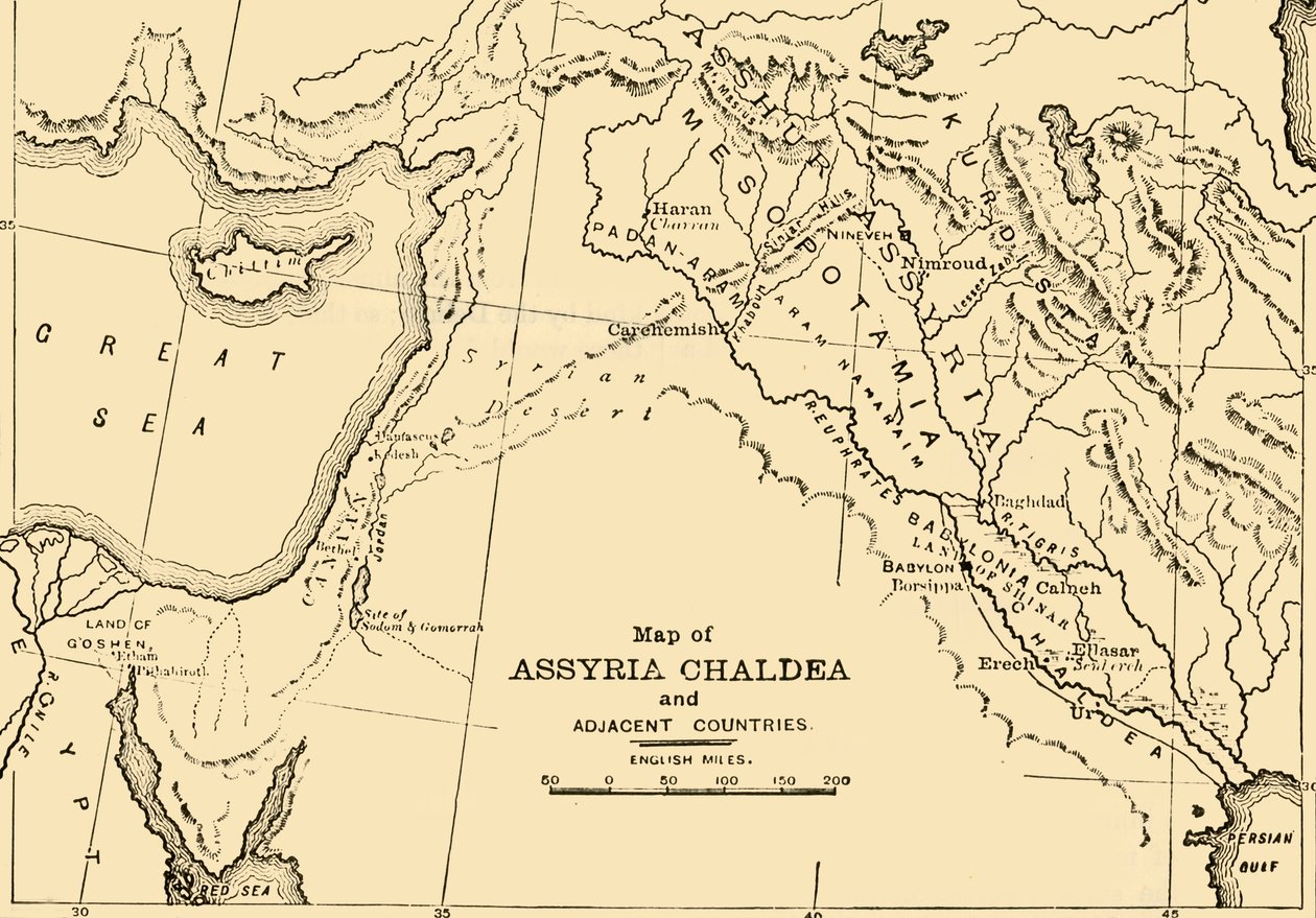 Asur, Keldani ve Komşu Ülkeler Haritası, 1890. by Unbekannt