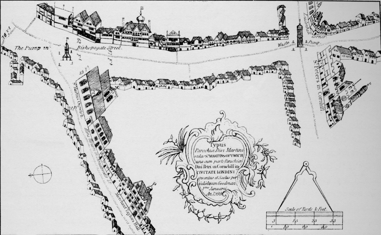 Bishopsgate Haritası, Londra Şehri, c1599 1904 by Unbekannt