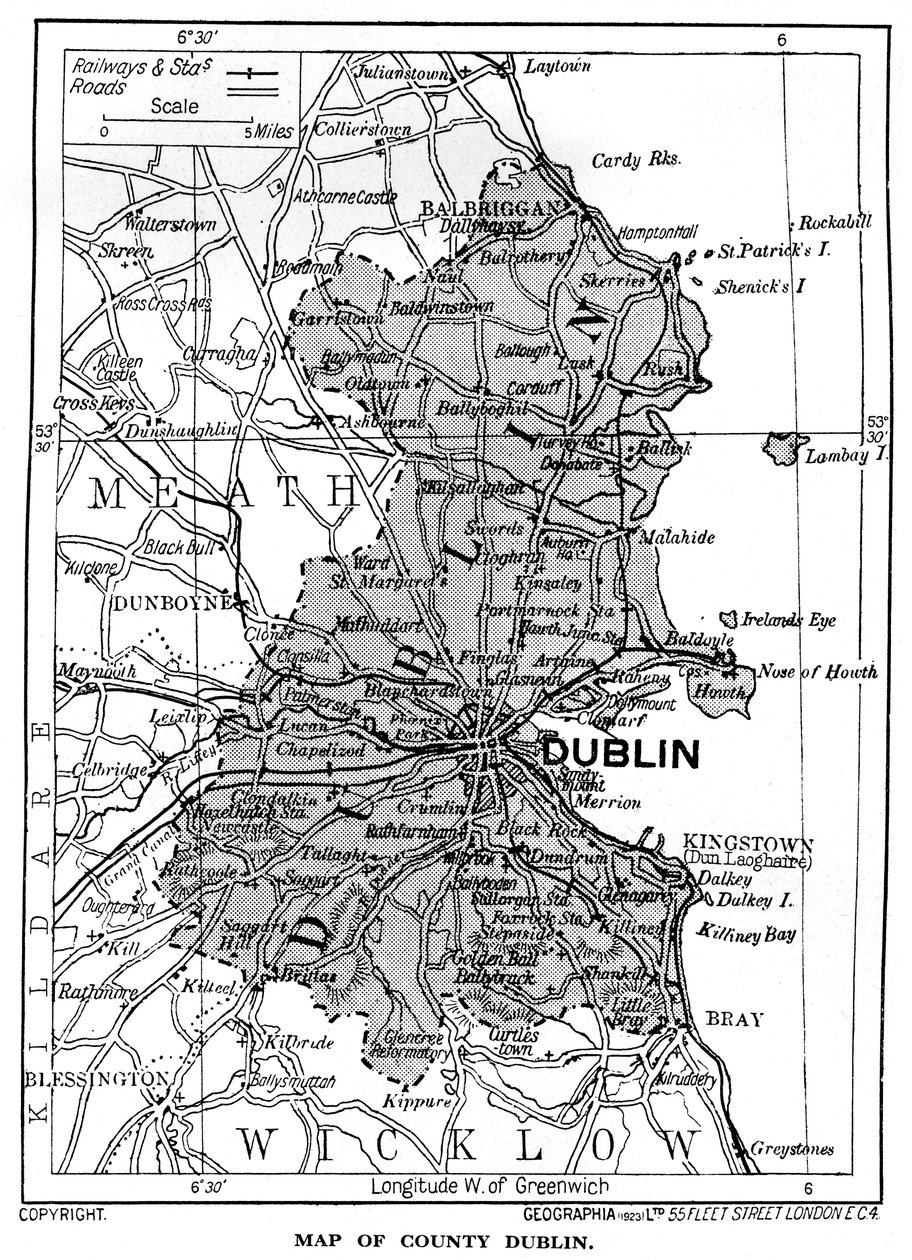 County Dublin Haritası, İrlanda, 1924-1926 by Unbekannt
