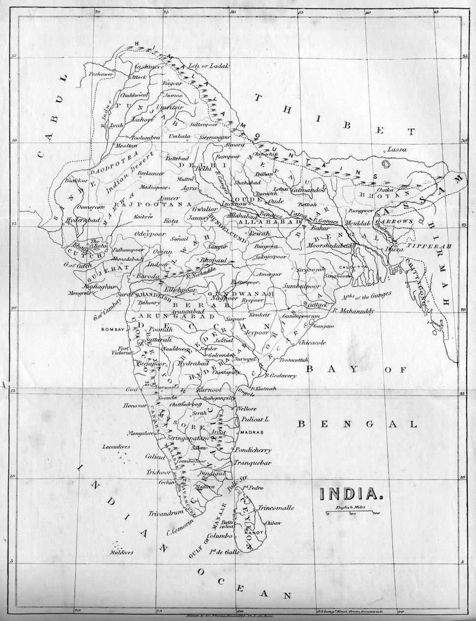 Hindistan Haritası, 1847 by Unbekannt