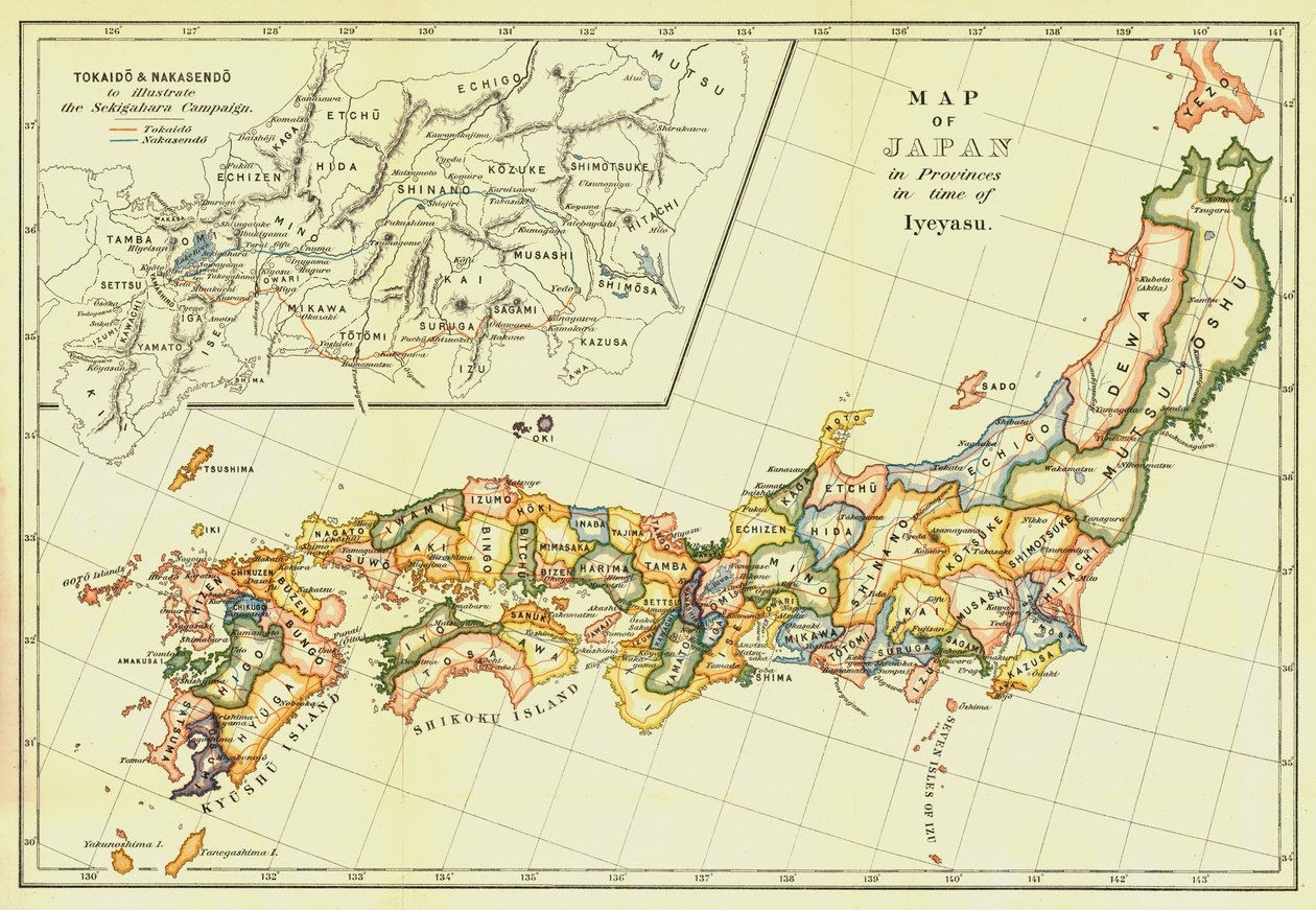 İyeyasu zamanında İller bazında Japonya Haritası, 1903. by Unbekannt
