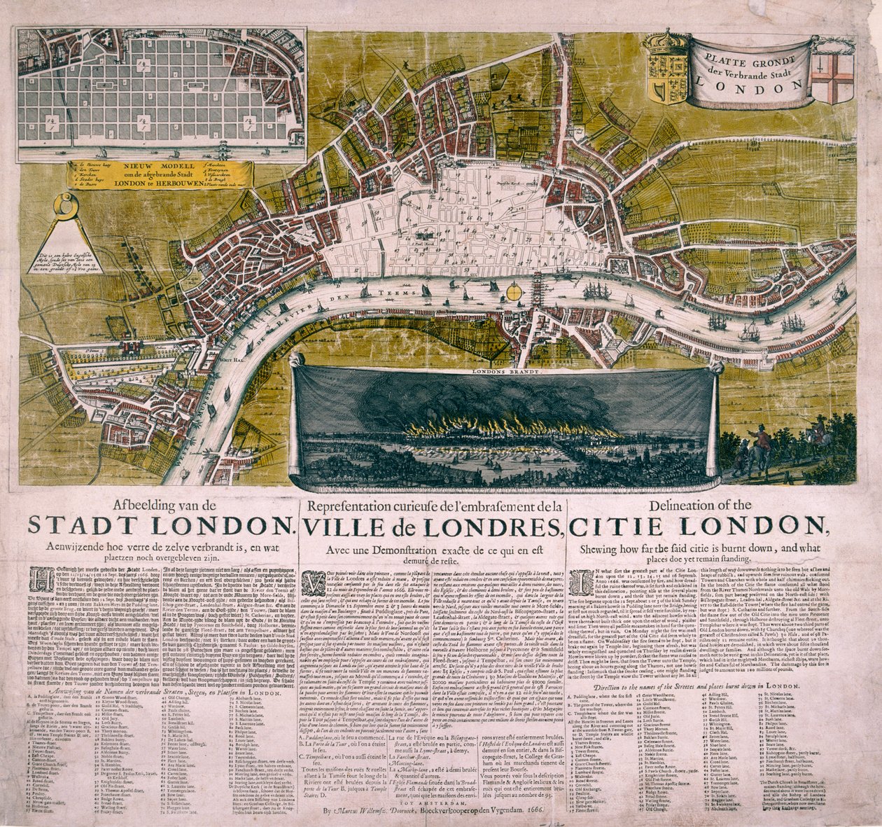 Londra Haritası, 1666 by Unbekannt