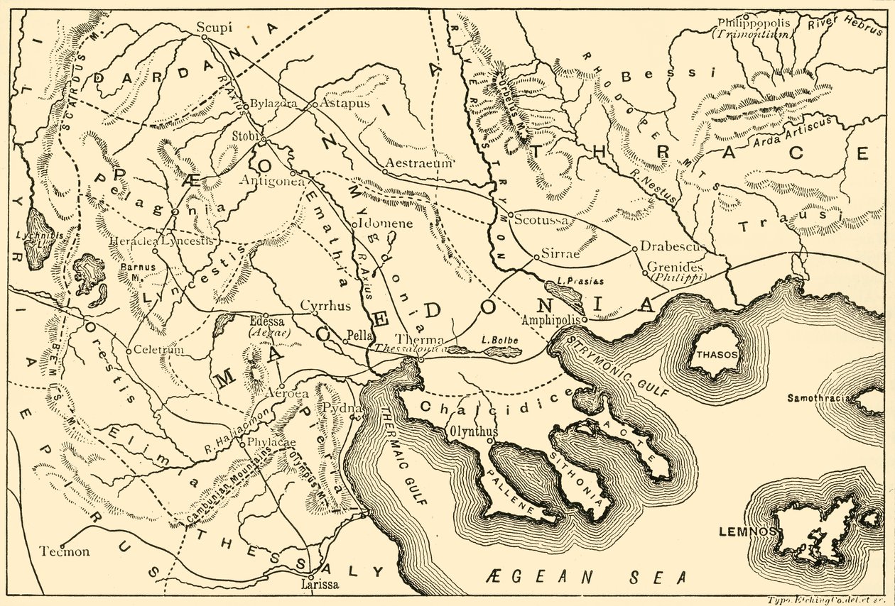 Makedon Haritası ve Bitişik Bölgeler, 1890. by Unbekannt