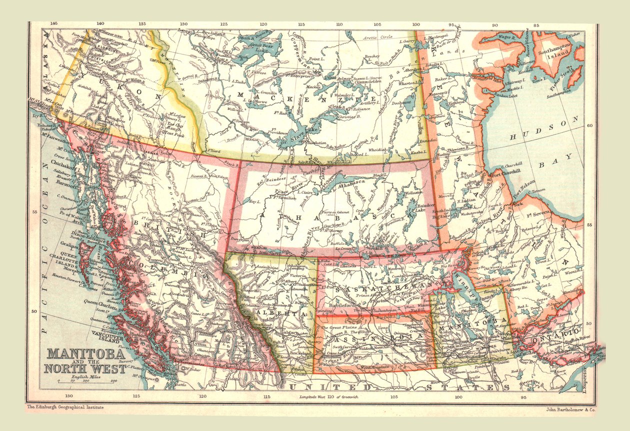 Manitoba ve Kuzey Batı Haritası, 1902. by Unbekannt