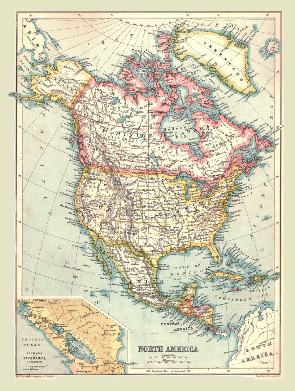 Kuzey Amerika Haritası, 1902. by Unbekannt