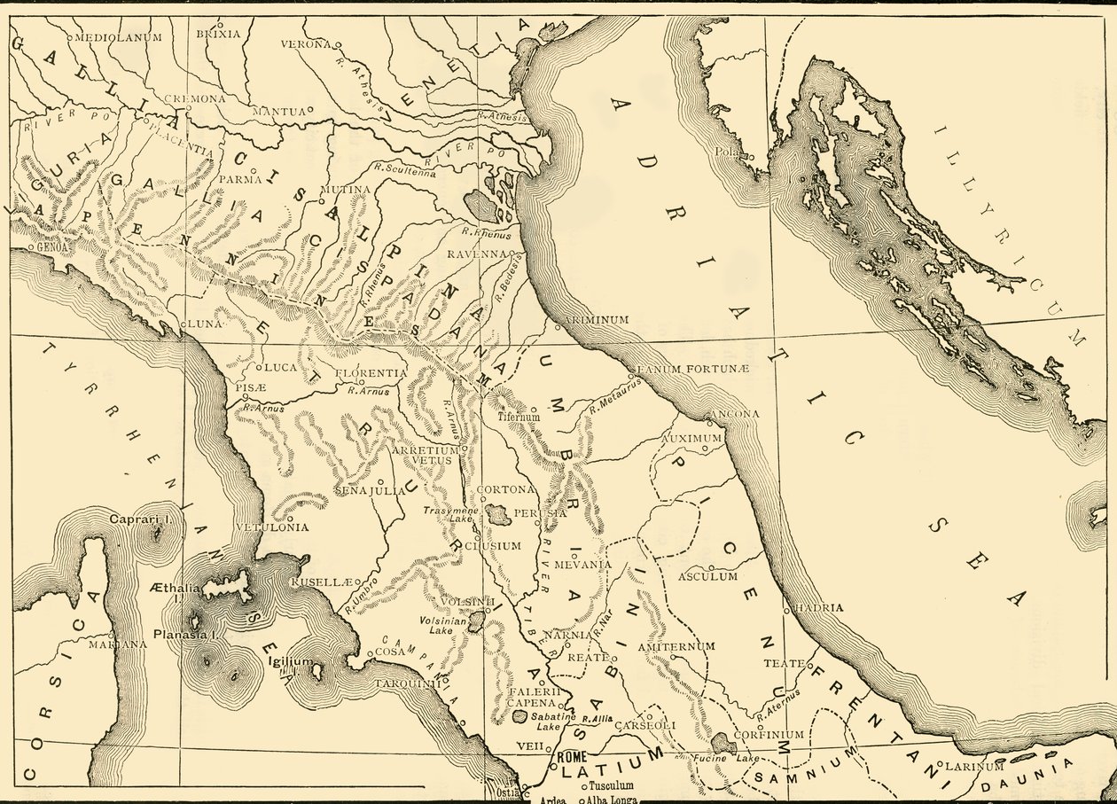 Kuzey ve Orta İtalya Haritası, 1890. by Unbekannt