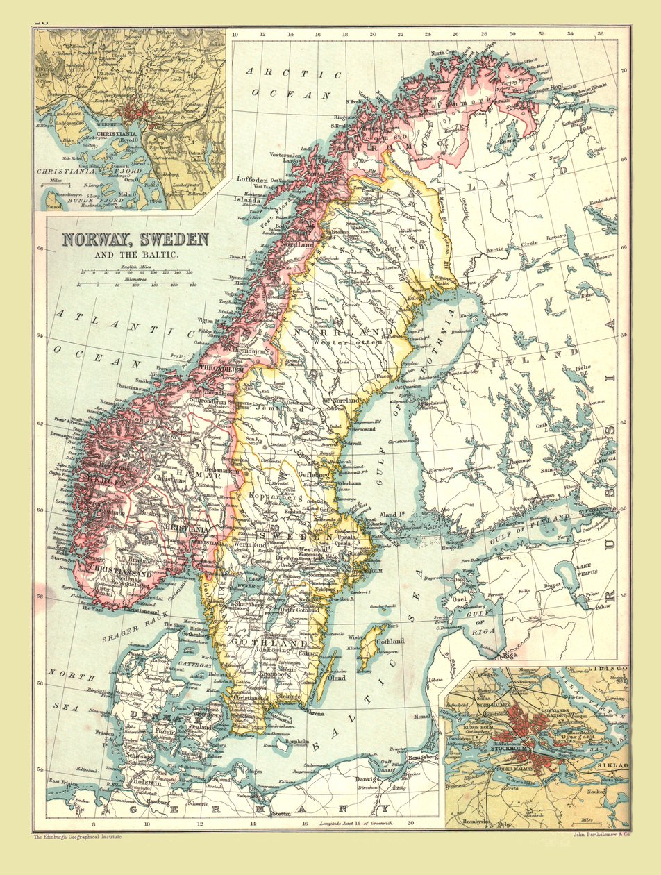 Norveç ve İsveç haritası, 1902. by Unbekannt