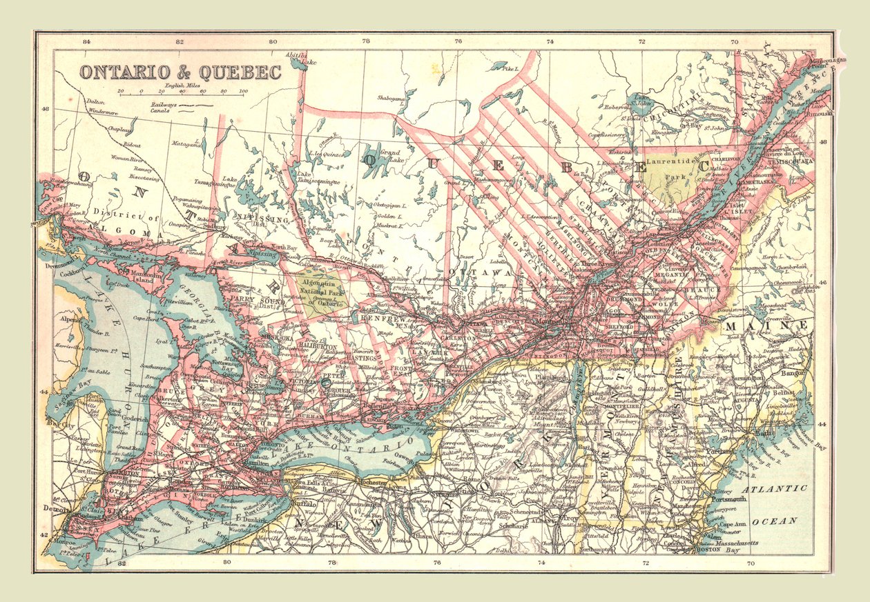 Ontario ve Quebec haritası, 1902. by Unbekannt