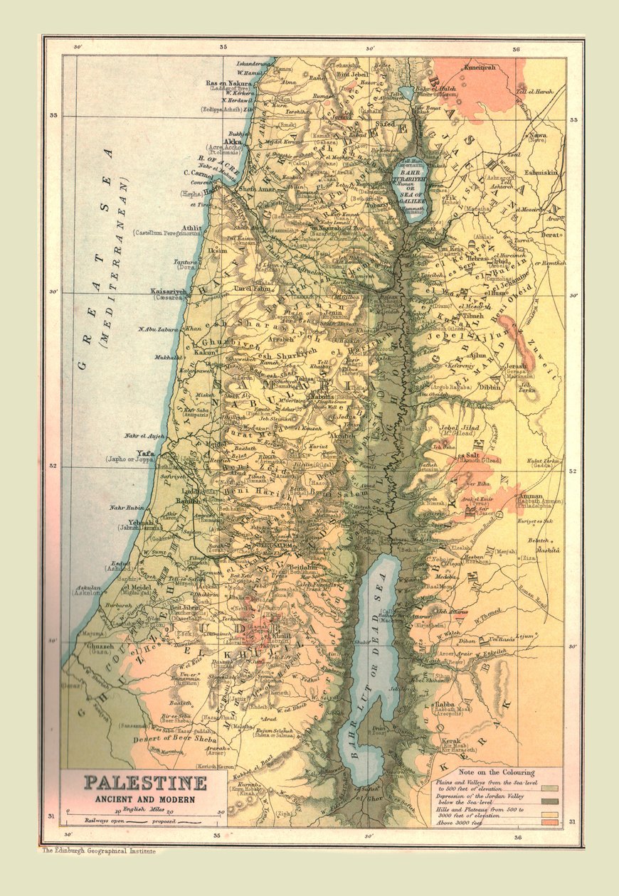 Filistin Haritası, Eski ve Modern, 1902. by Unbekannt