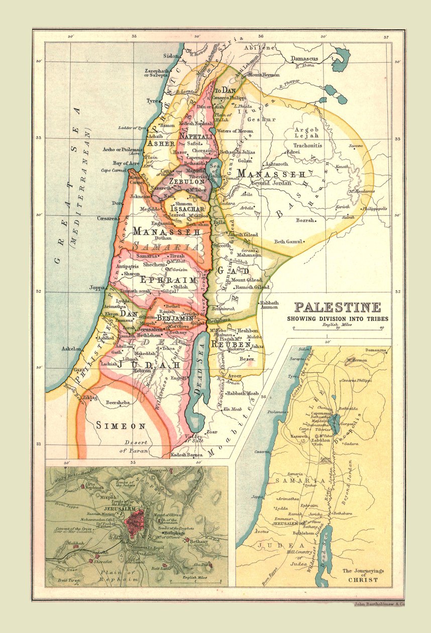 Filistin Haritası, Kabilelere Ayrılmayı Gösteriyor, 1902. by Unbekannt