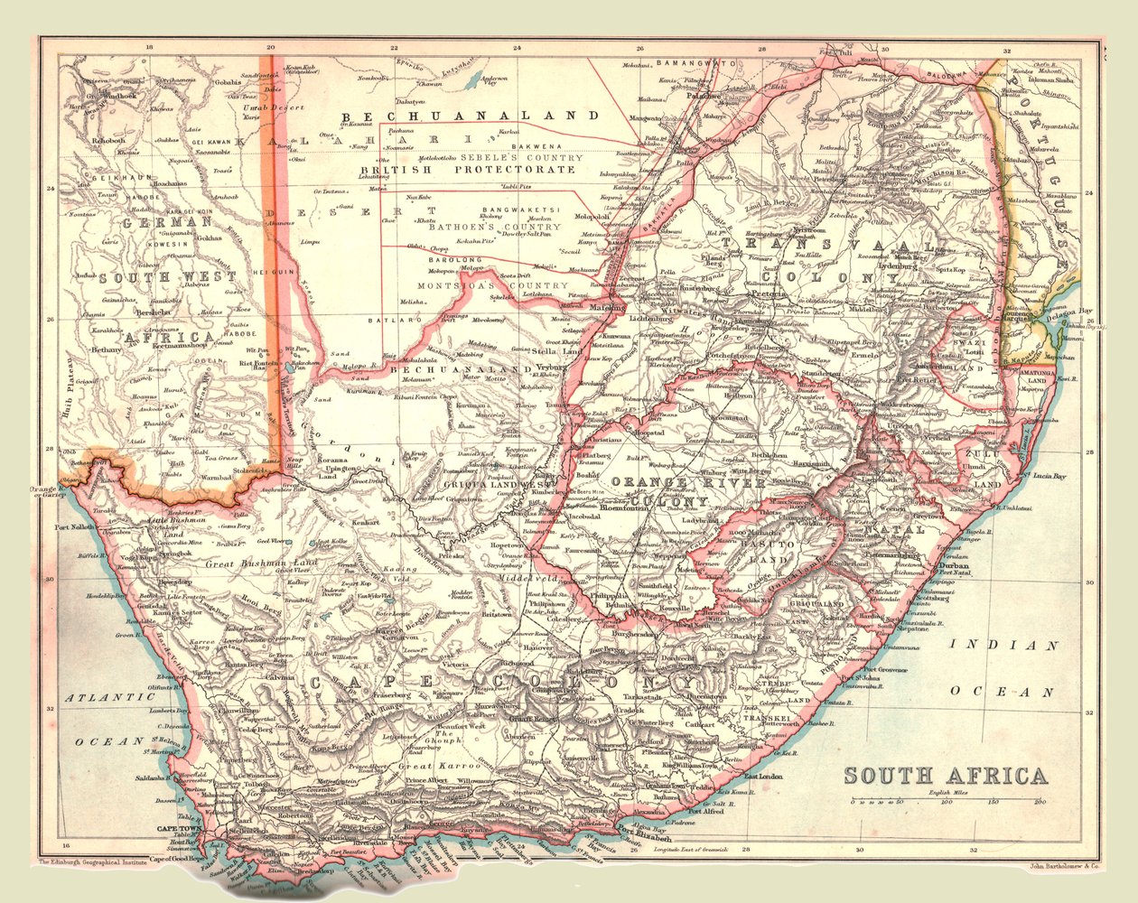 Güney Afrika Haritası, 1902. by Unbekannt