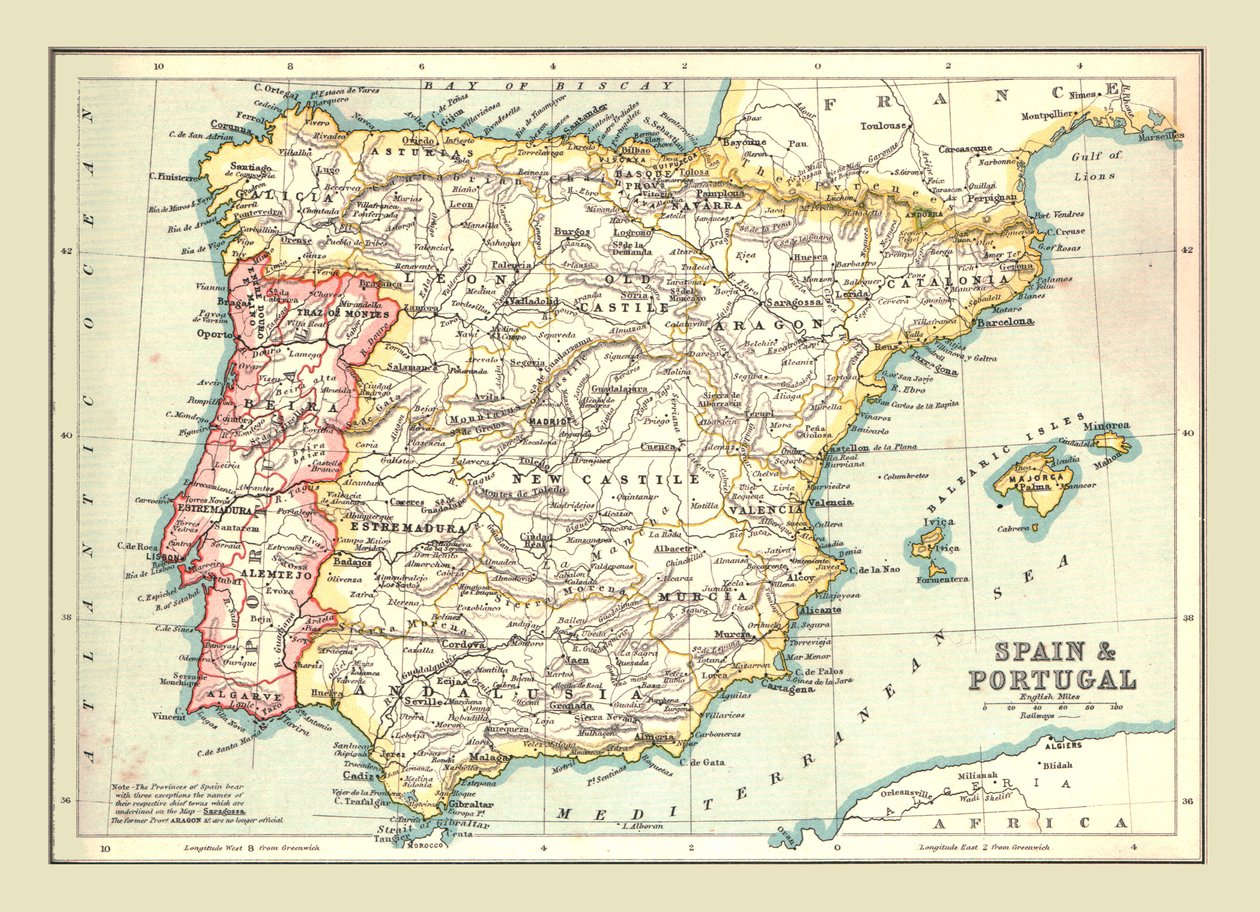 İspanya ve Portekiz haritası, 1902. by Unbekannt
