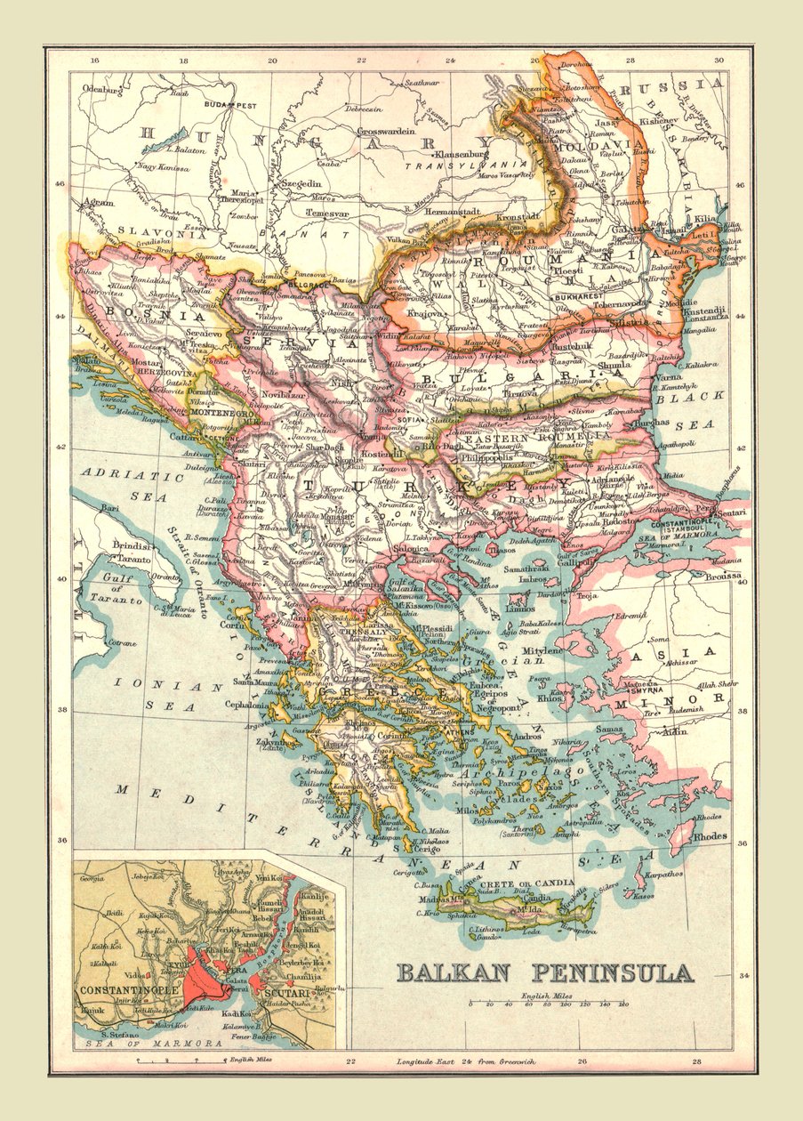 Balkan Yarımadası Haritası, 1902. by Unbekannt
