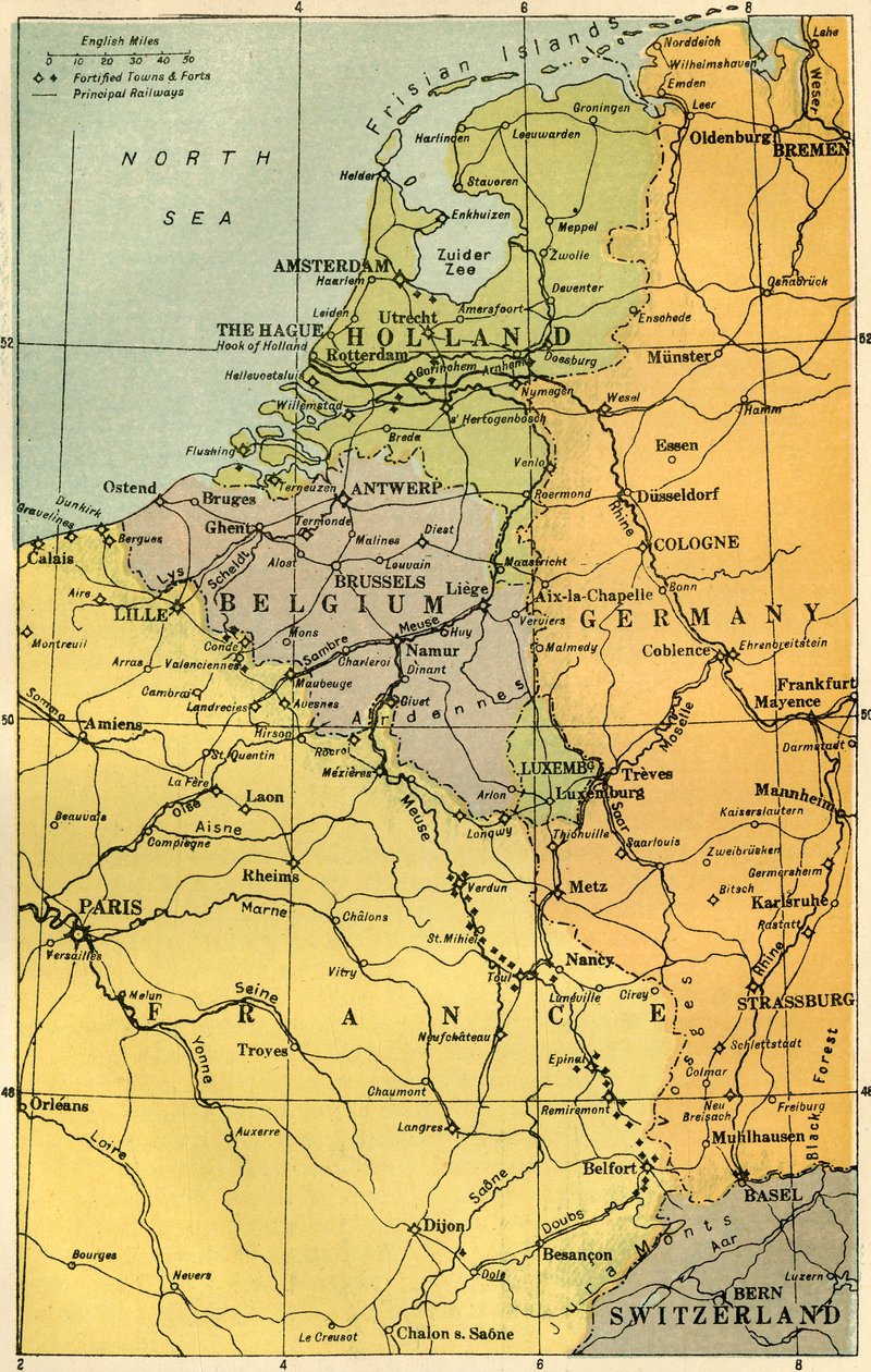 Forts, 1919 ile Belçika Frontier Haritası. by Unbekannt