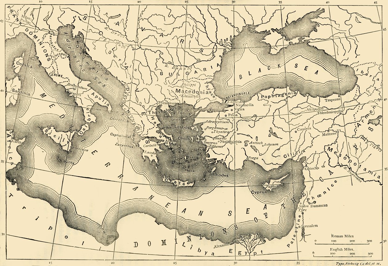 Dokuzuncu Yüzyılda Bizans İmparatorluğu Haritası, 1890. by Unbekannt