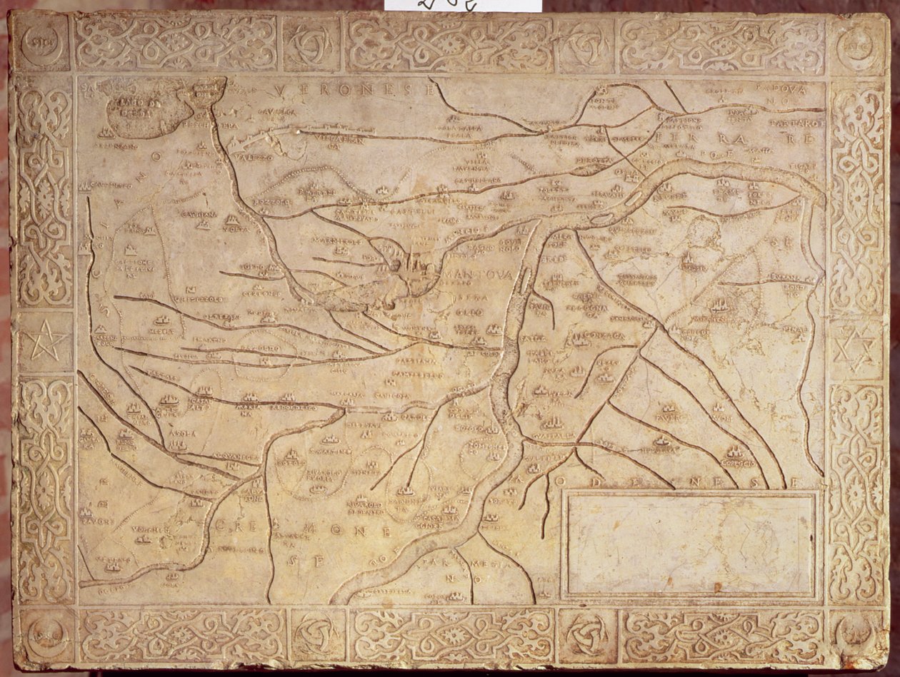 Alçak kabartma olarak oyulmuş Mantuan bölgesinin haritası (mermer) by Unbekannt