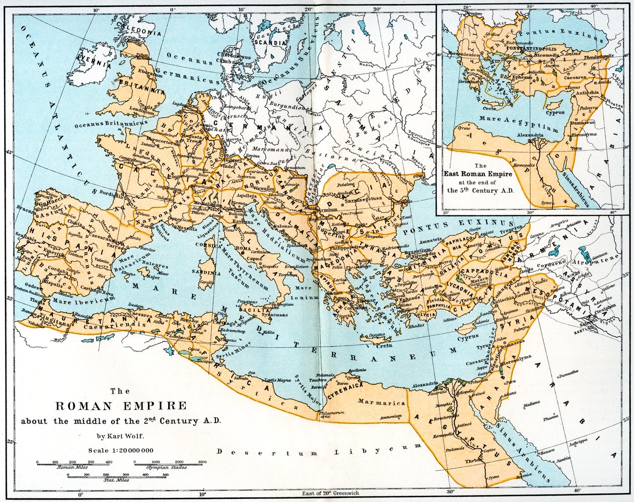 Roma İmparatorluğu Haritası, MS 2. yüzyıl, 1902 by Unbekannt