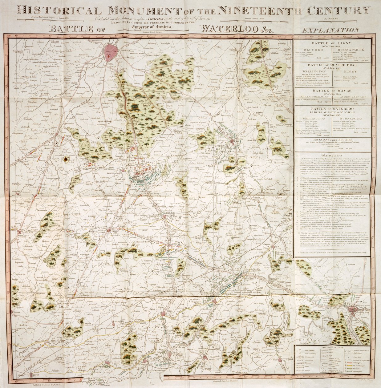 Waterloo kampanyasının haritası, 1815, Walmer Castle, Kent by Unbekannt
